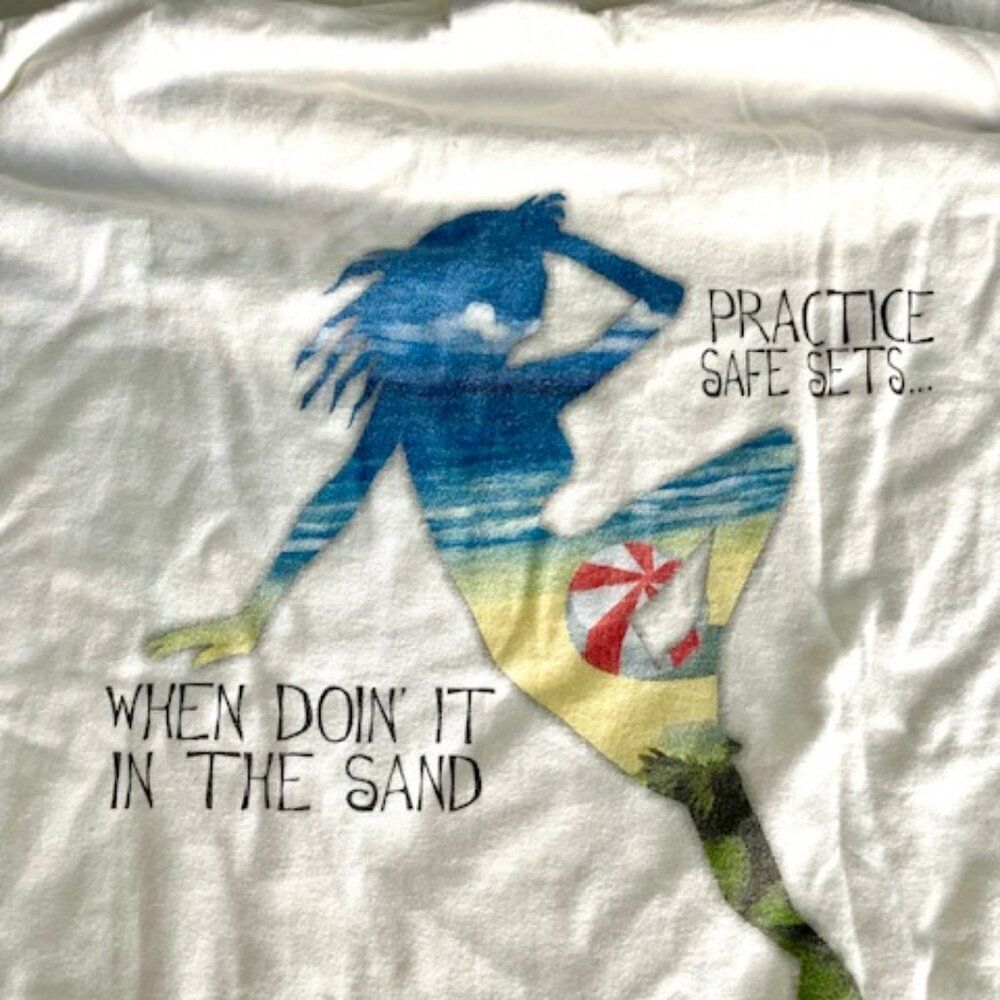 Alpha Xi Delta AZD Sorority Volleyball Practice Safe Sets White Shirt Size M